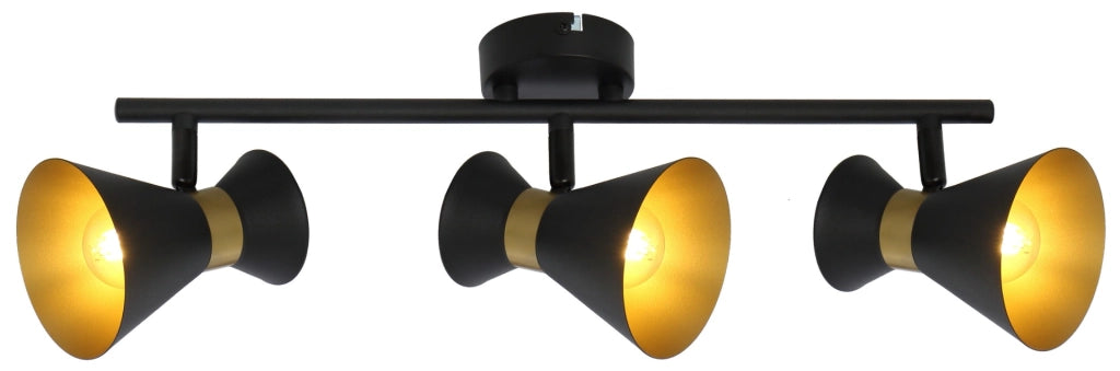 Plafoniera Reality Breda nero/oro metallo 3 luci E14 40W