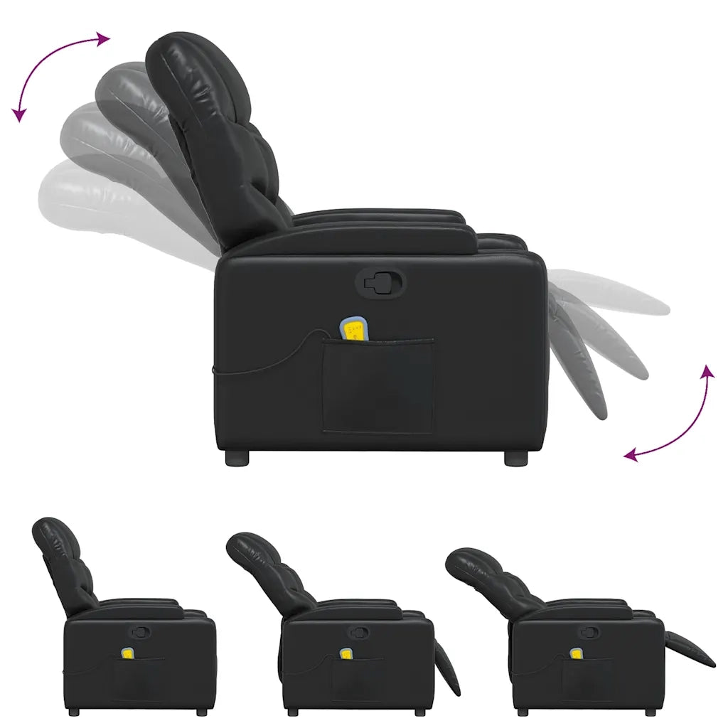 Poltrona Massaggiante Reclinabile Nera in Similpelle 372472