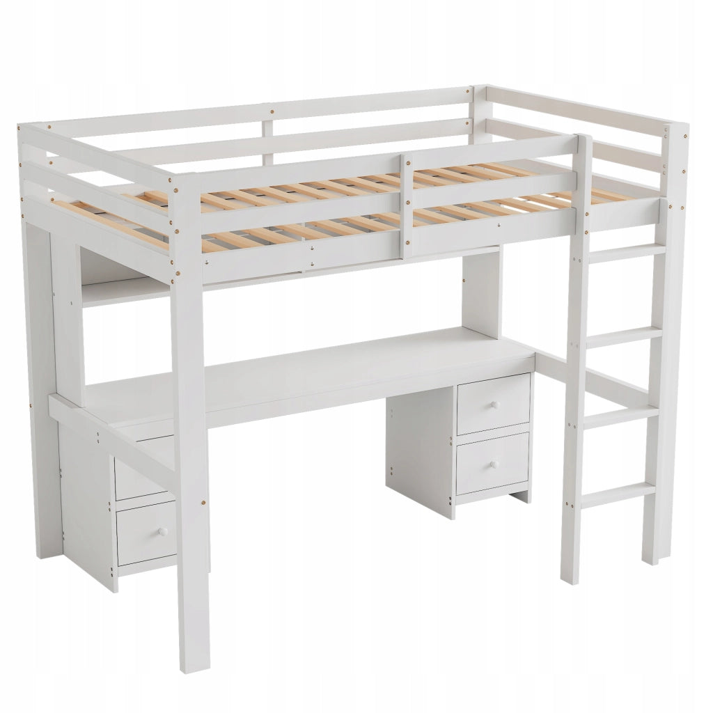 Letto a castello 90x200 bianco con scrivania - Xylo