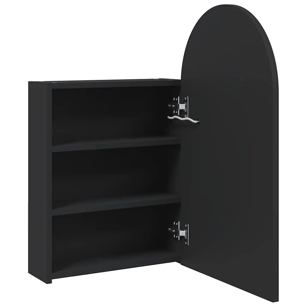 Armadietto Bagno | Armadio da bagno con Specchio e LED ad Arco Nero 42x13x70 cm