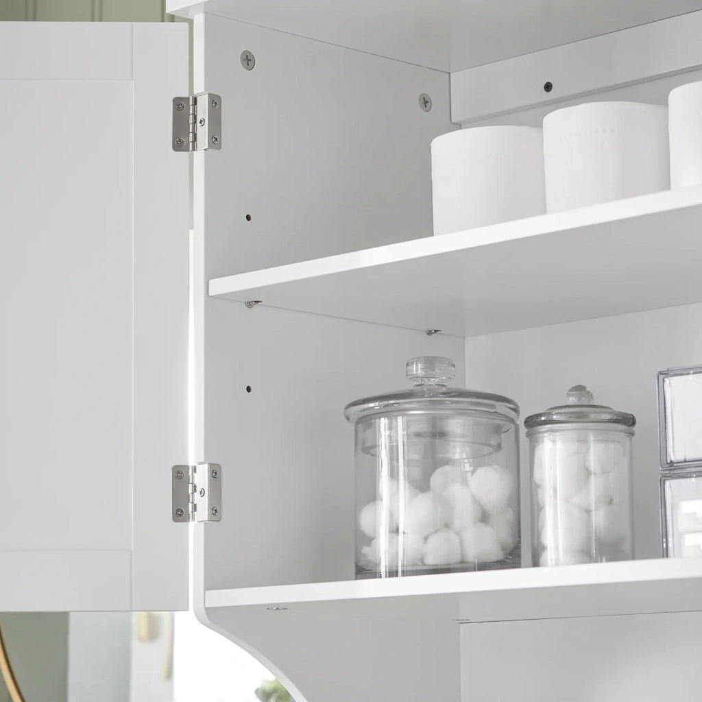 Pensile Con Ante Mobile Da Parete Da Bagno Mobile Porta Medicinali Elegante Armadietto Sospeso Per Il Bagno Bianco 60x30x60cm BZR84-W