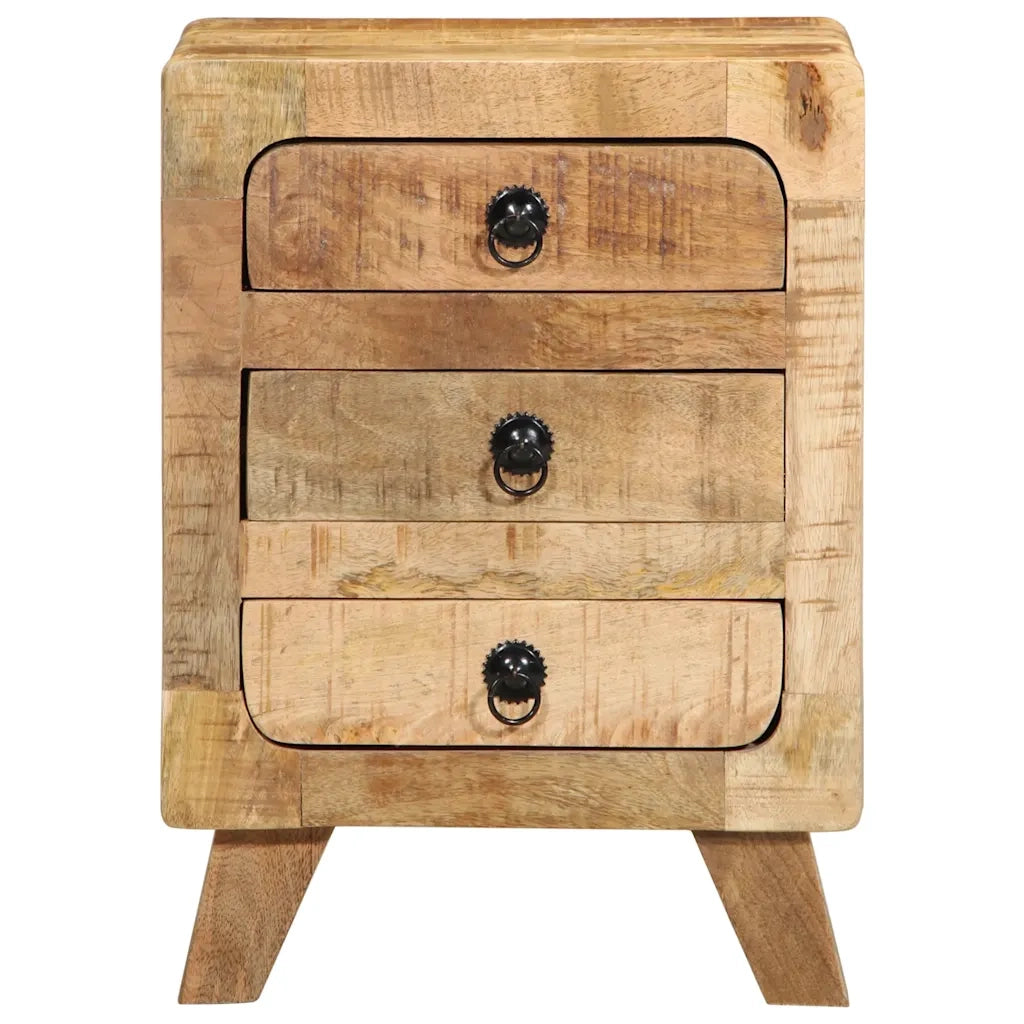 Comodino | Armadio da Notte | Mobiletto da notte 37x32x50 cm in Legno Massello di Mango Grezzo