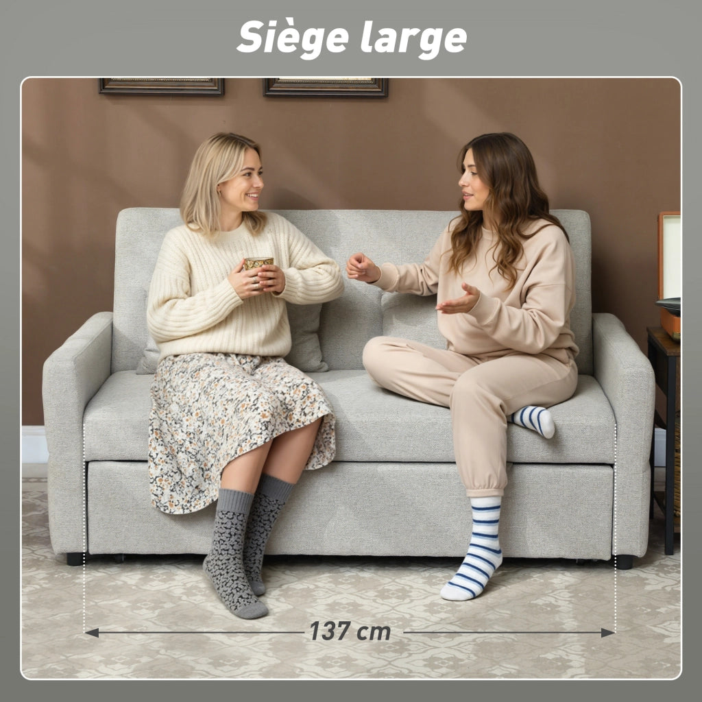 Divano letto 2 posti con letto estraibile ¨C Xylo ¨C tessuto marrone chiaro 158x85x85cm