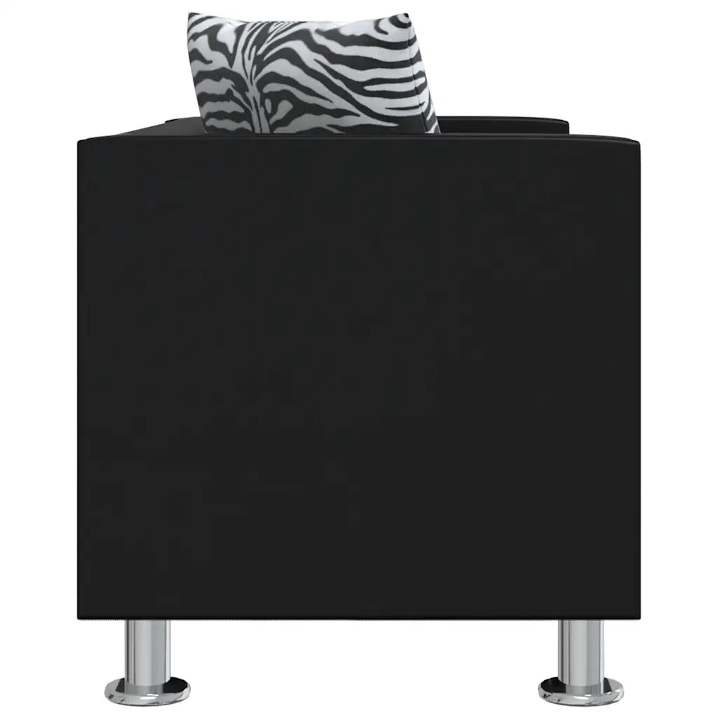 Set Divani a 3 e a 2 Posti e Poltrona in Similpelle Nero 272179