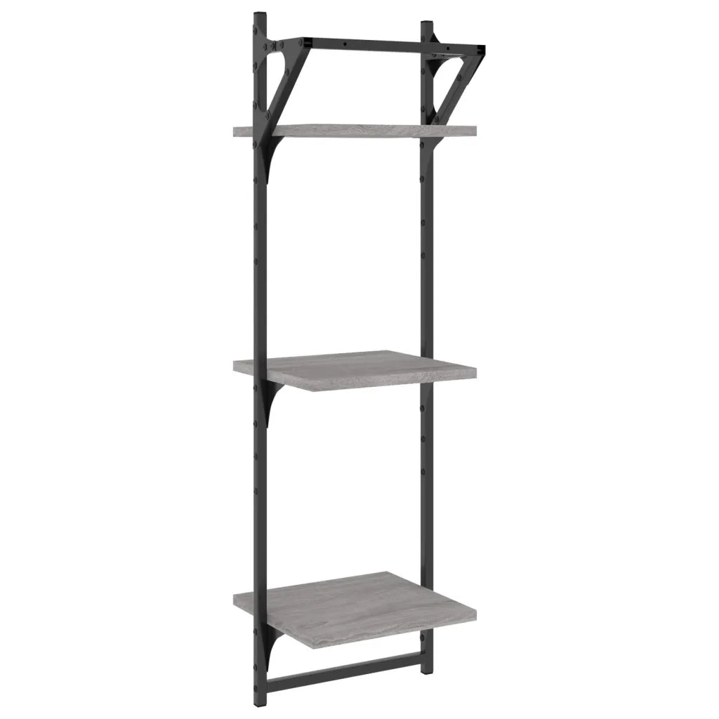 Mensole a Parete con Aste 2pz Grigio Sonoma 30x25x100 cm 836261