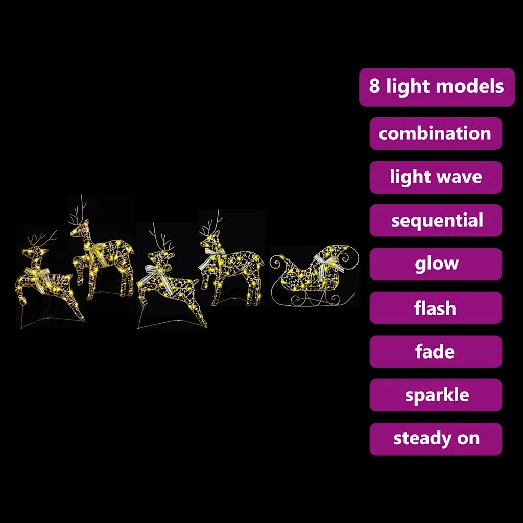 Renne LED con 40 LED 5 pcs Oro PET 3399388