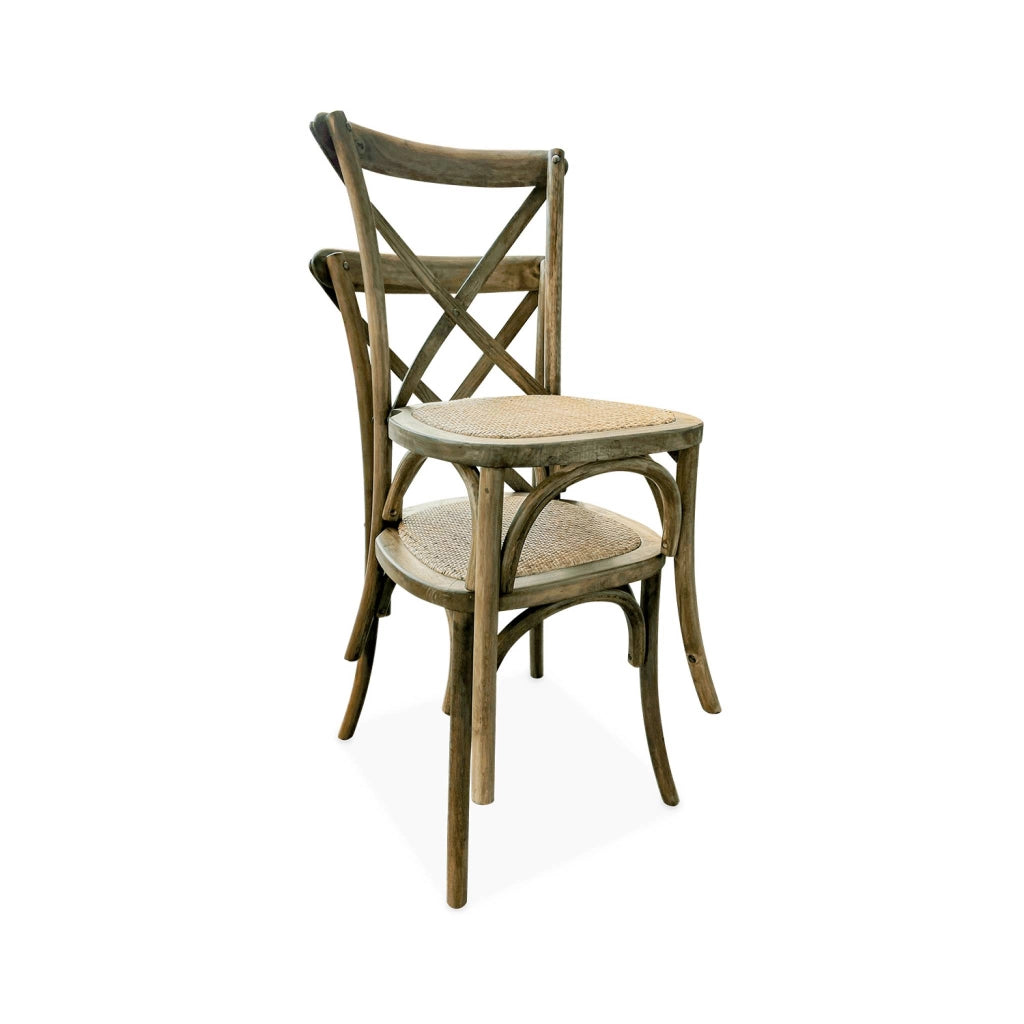 Set 2 sedie bistrò vintage in legno, marrone