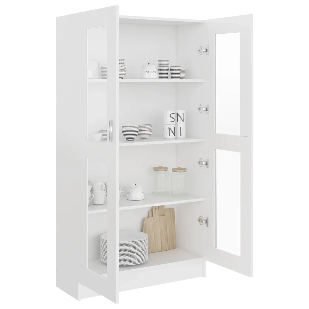 Armadietto con Vetrina Bianco 82,5x30,5x150cm Legno Multistrato 802759