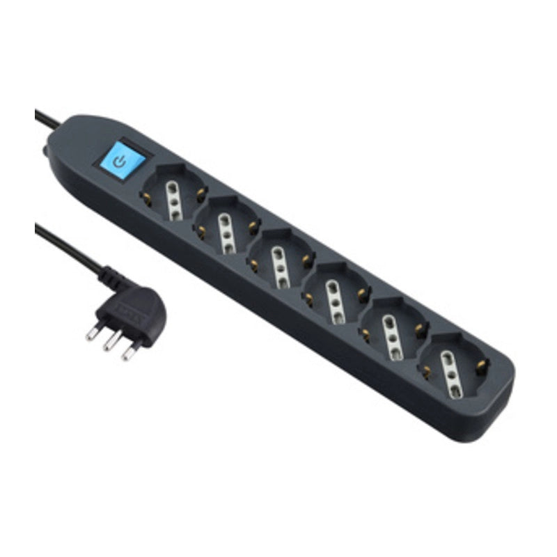 MULTIPRESA 6P BIP/SCHUKO+INTERR NERO FIG.4