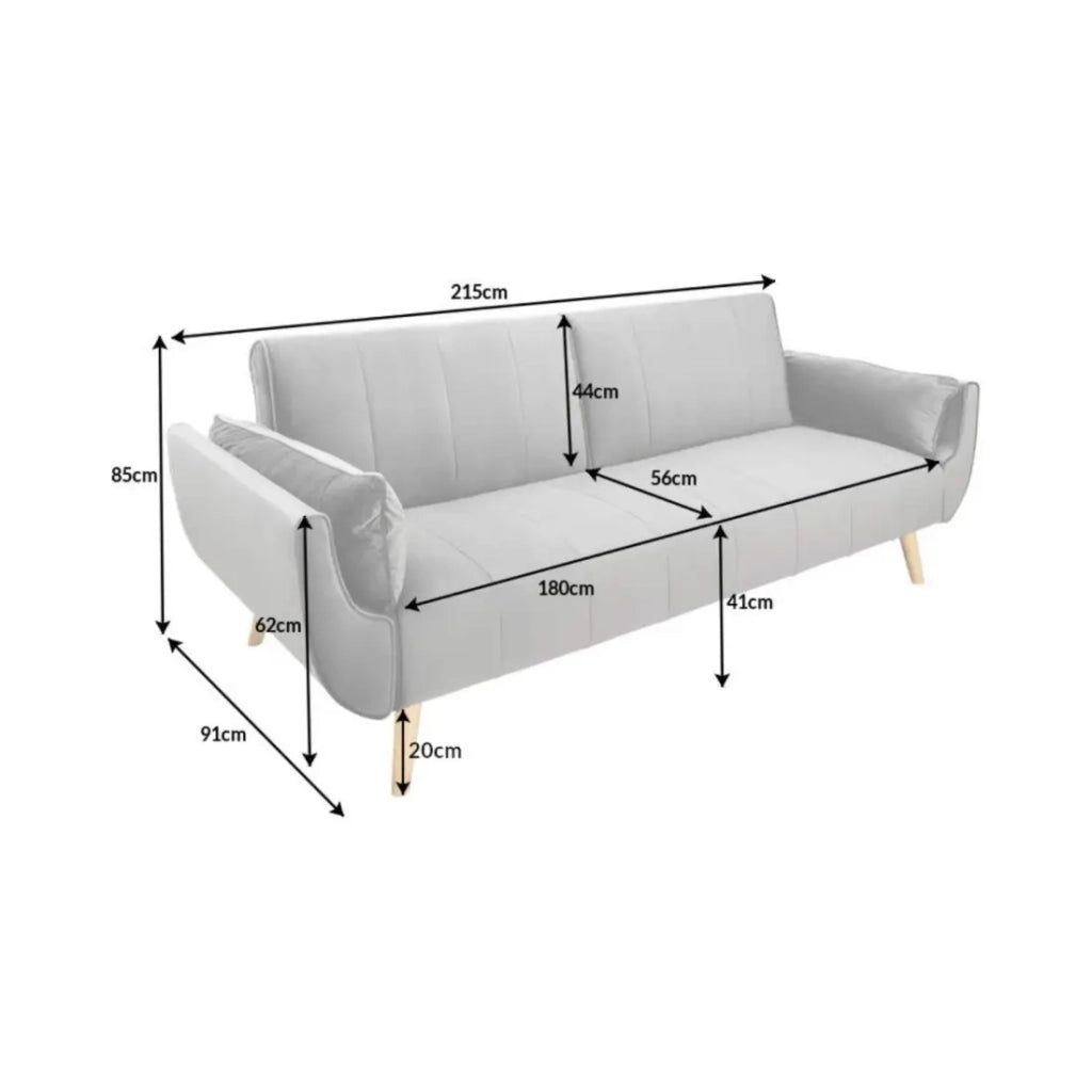 Divano dritto DANNA grigio – Divano scandinavo convertibile in velluto