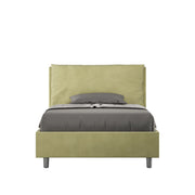 BS COM Letto una piazza e mezza con rete imbottito 120x210 microfibra tè verde