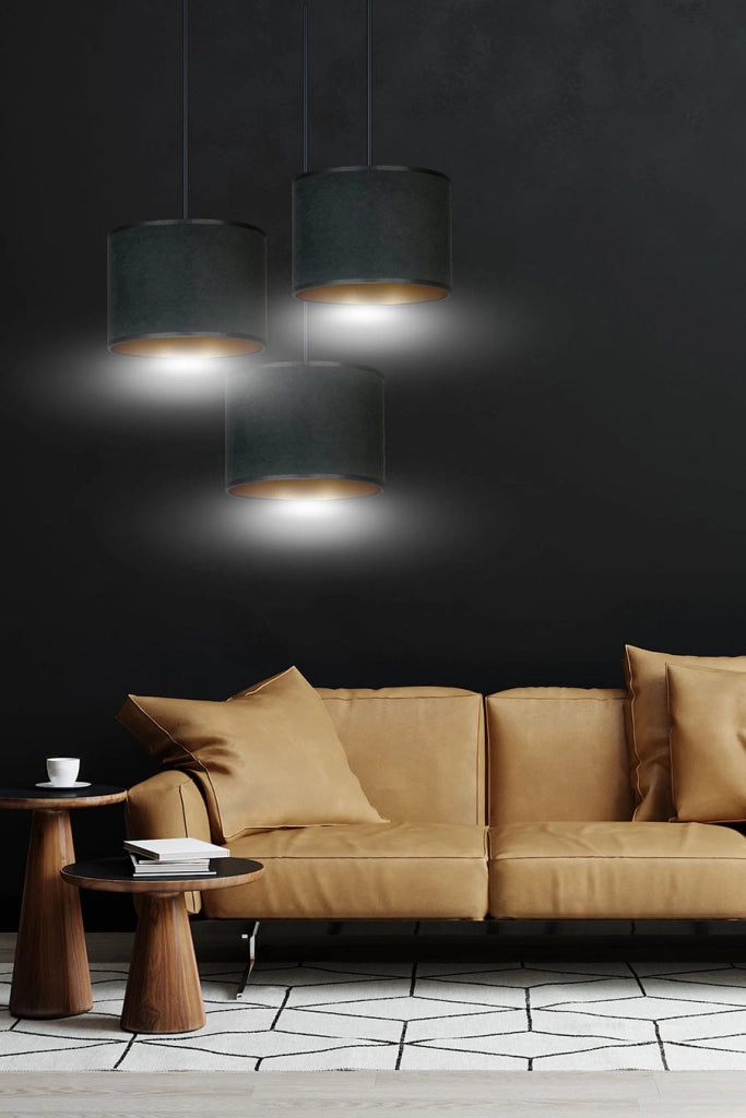 Lampadario Emibig Hilde 3 Premium 3xE27 nero oro tessuto