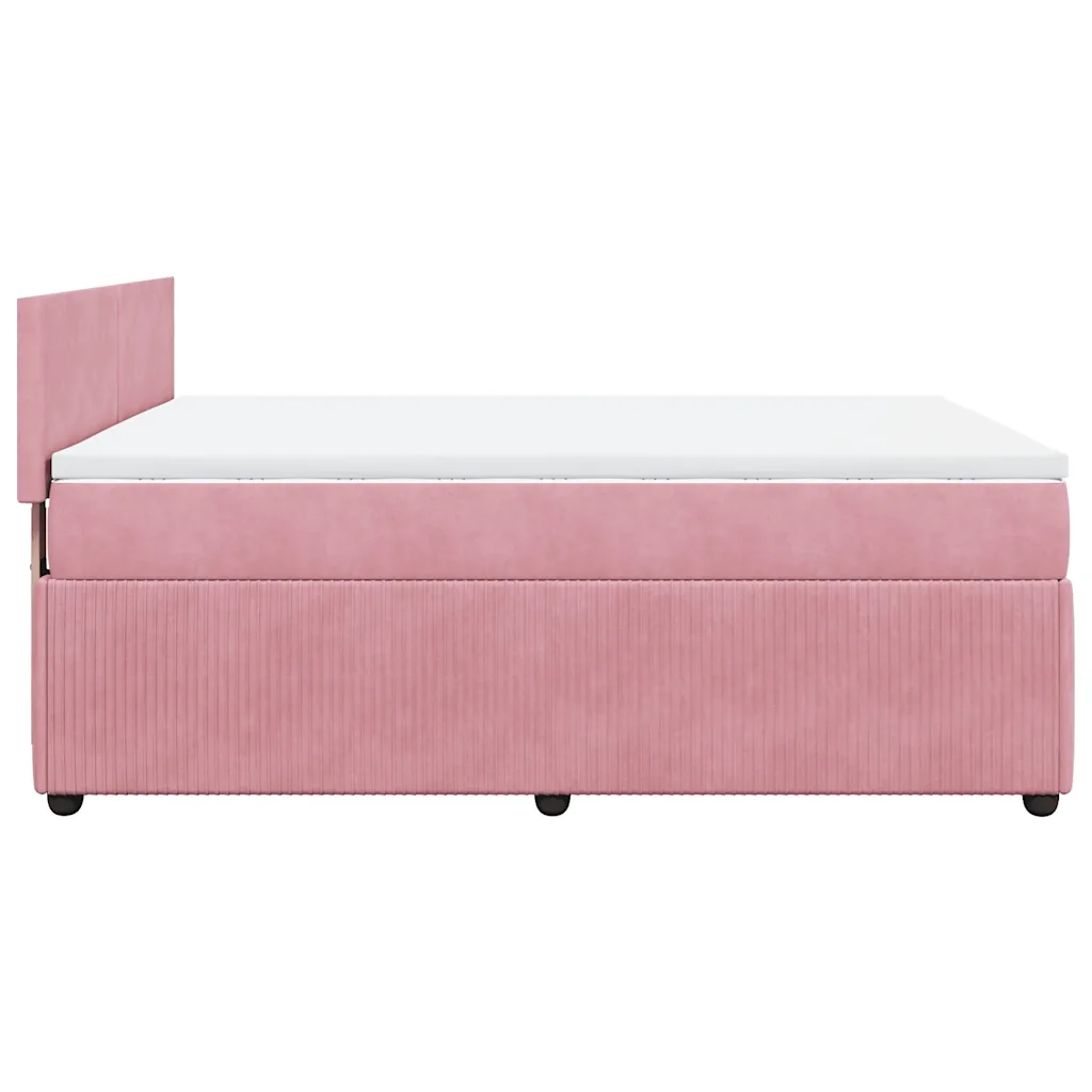 Giroletto a Molle con Materasso Rosa 140x200 cm in Velluto 3290057