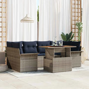 Set Divano da Giardino con cuscino 7 pcs grigio e blu navy 3349289