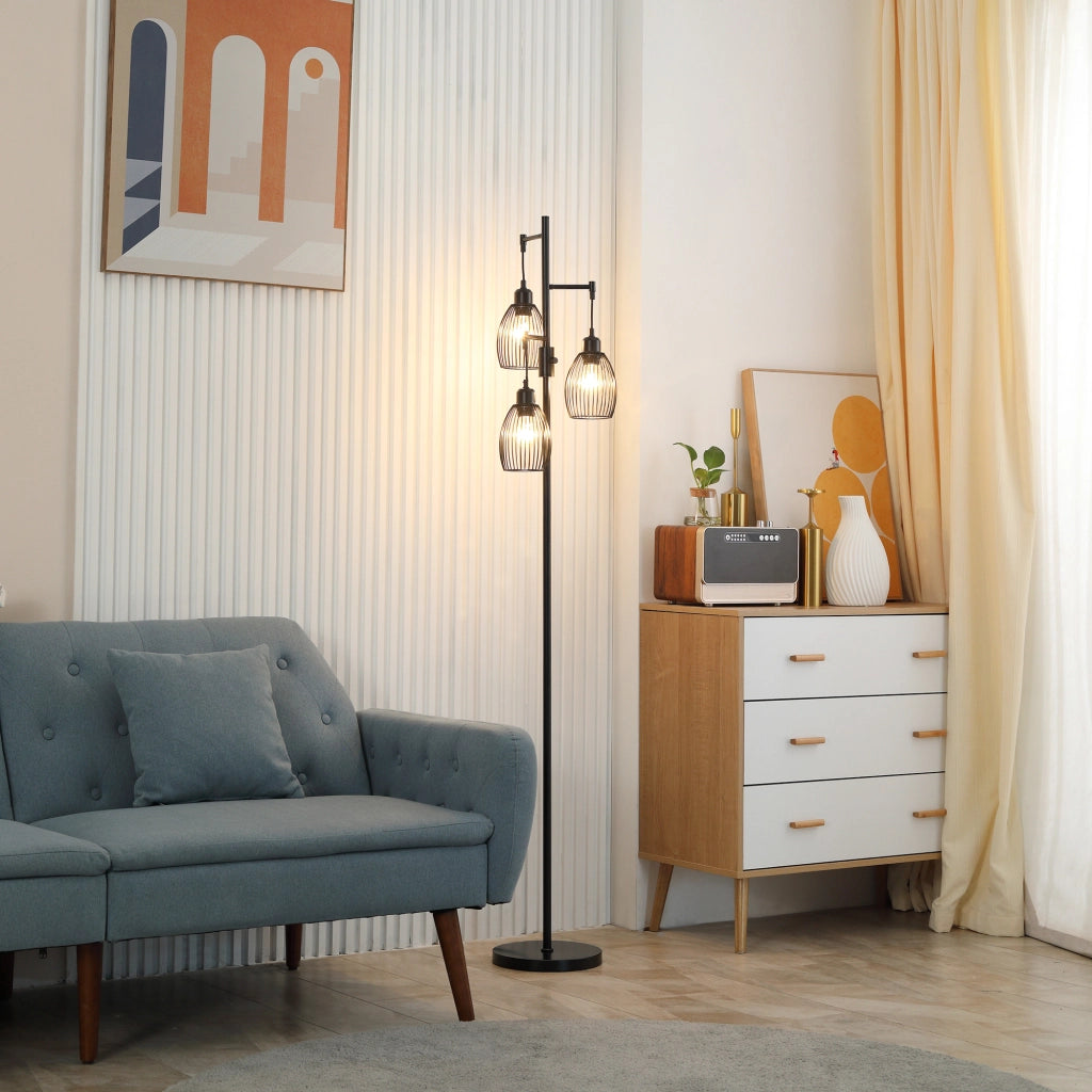 Lampada da Terra Industriale ¨C Zephmum ¨C Nero, Metallo, Regolabile