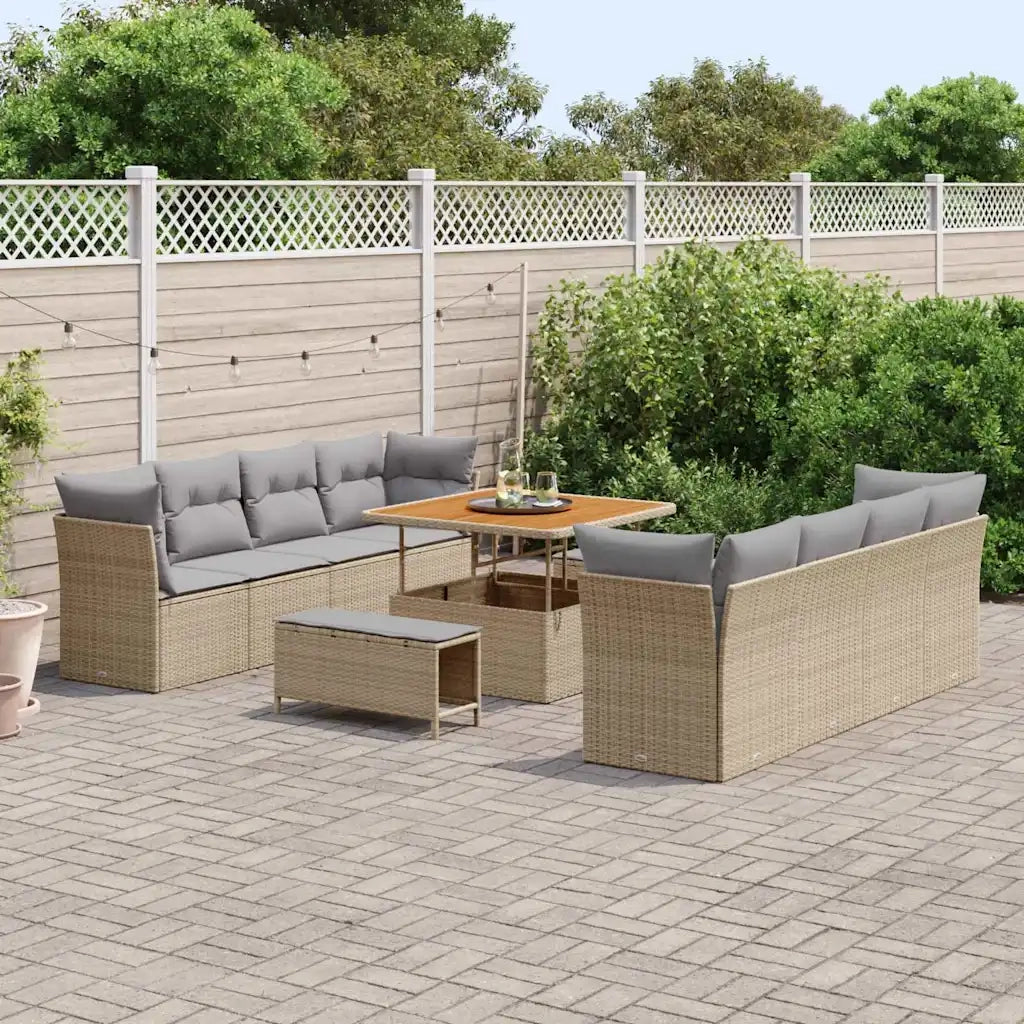 Set Divano da Giardino con cuscino 11 pcs beige e grigio chiaro