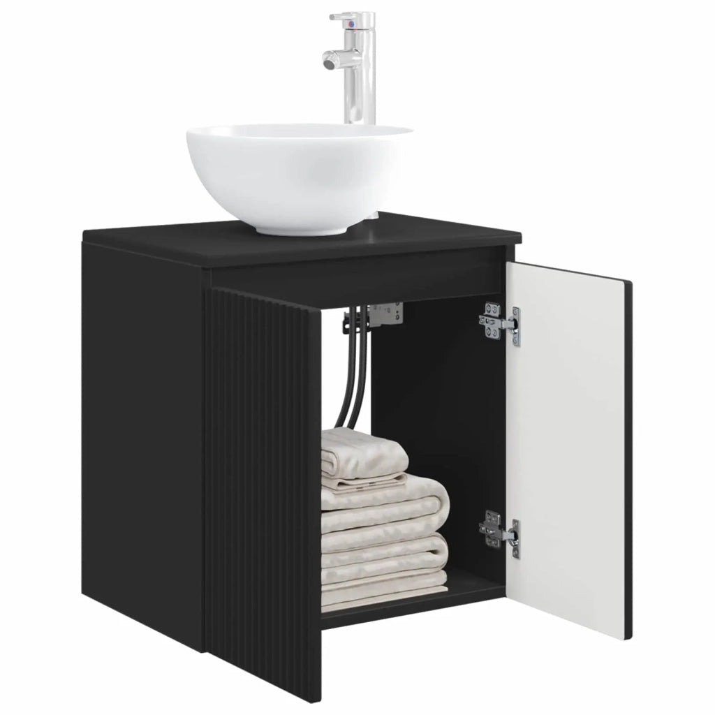 Mobile Lavabo da Parete Nero 49,5 x 41 x 64,5 cm 890393