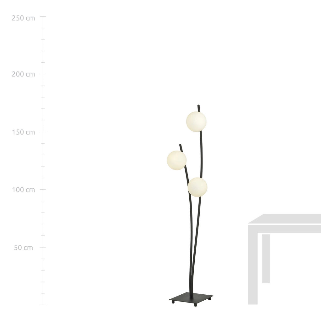 Lampada da terra Emibig Hunter nera/opale 3xE14 150cm