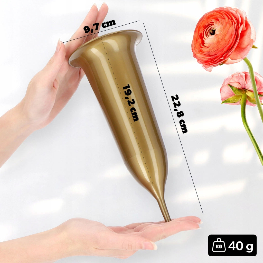 Vaso KADAX Bottiglia per Cimitero Lapide 23cm Lapide per Fiori Oro