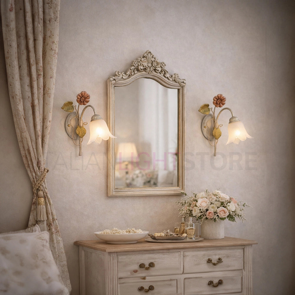 SPRING Applique in Ferro Decorato Stile Floreale