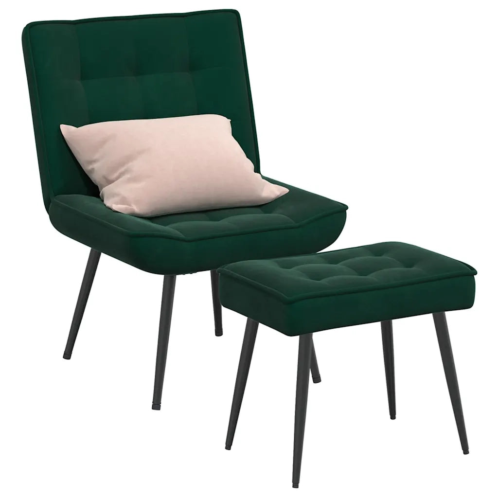 Poltrona Relax con Poggiapiedi Verde Scuro in Velluto 4012329