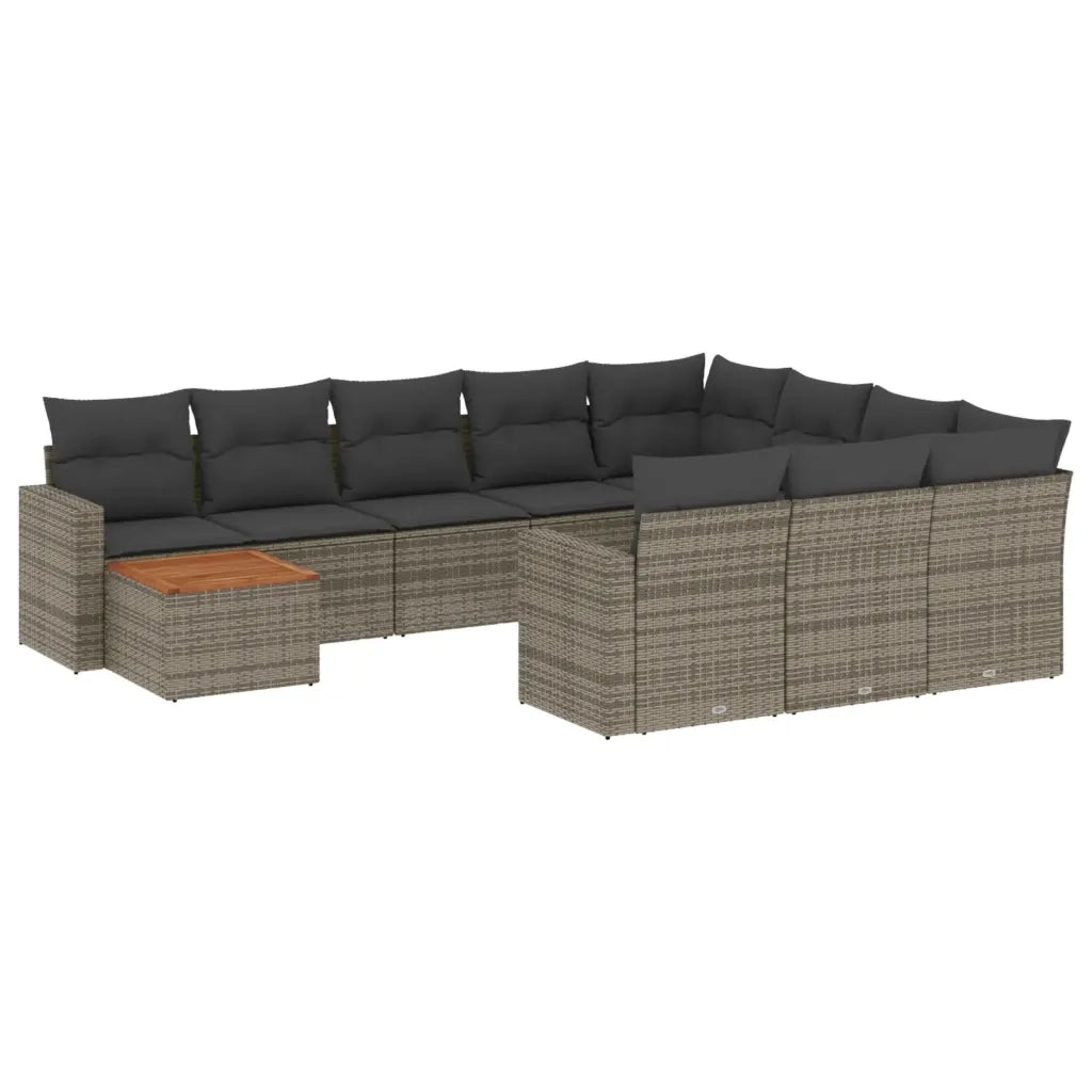 Set Divani da Giardino 11 pz con Cuscini in Polyrattan Grigio 3224310