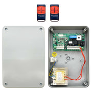 CENTRALE COMANDO SCHEDA CENTRALINA CANCELLO BATTENTE 24V CON 2 TELECOMANDI 4 CH