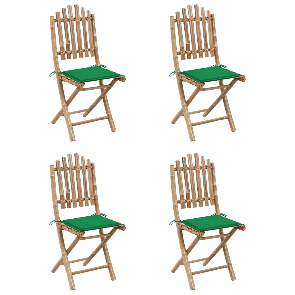 Set da Pranzo da Giardino 5 pz Pieghevole con Cuscini in Bambù 3063965