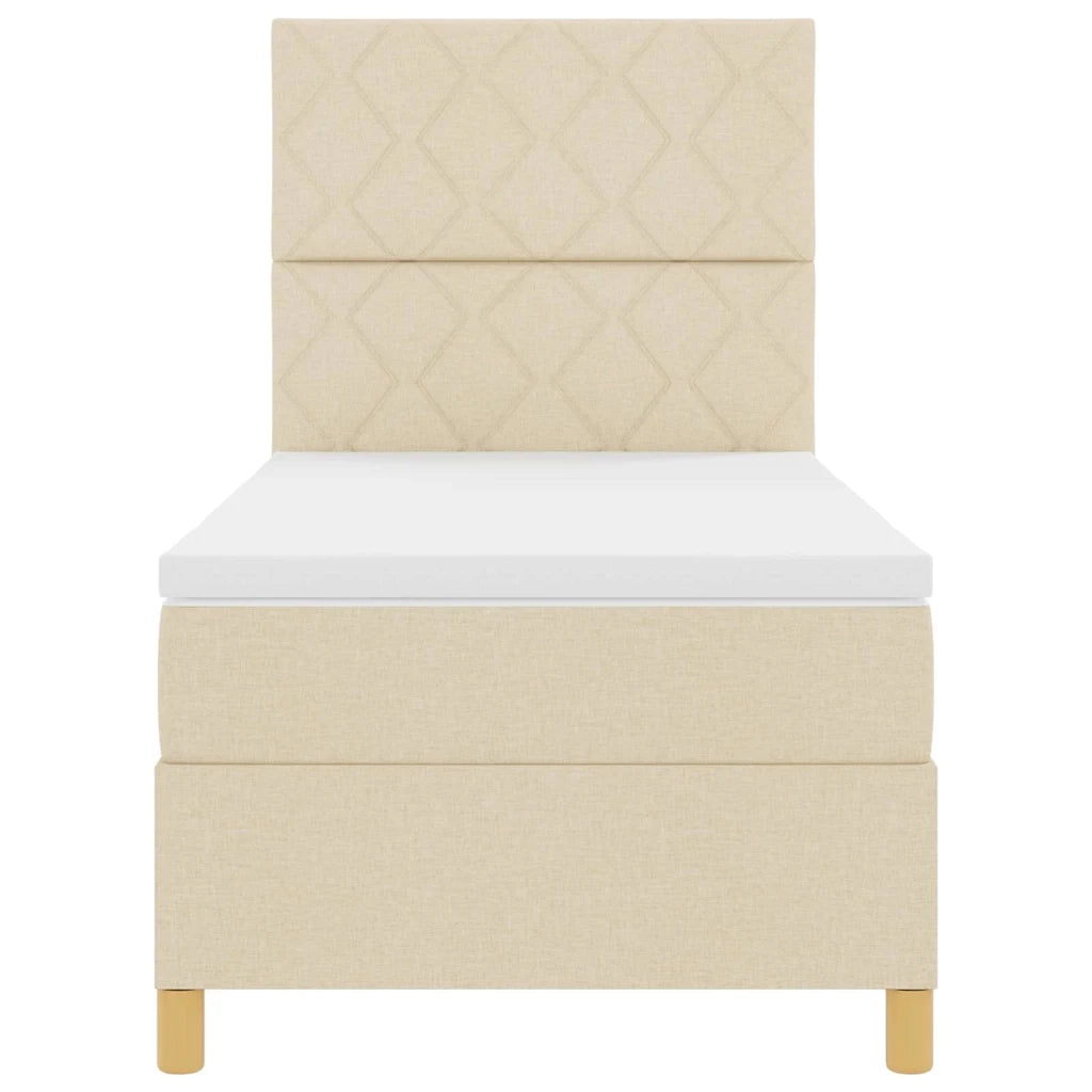 Letto a molle con materasso Crema 100 x 200 cm Tessuto 3339677