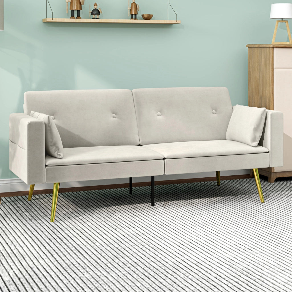 Divano letto 2 posti imbottito ¨C zephmum ¨C beige