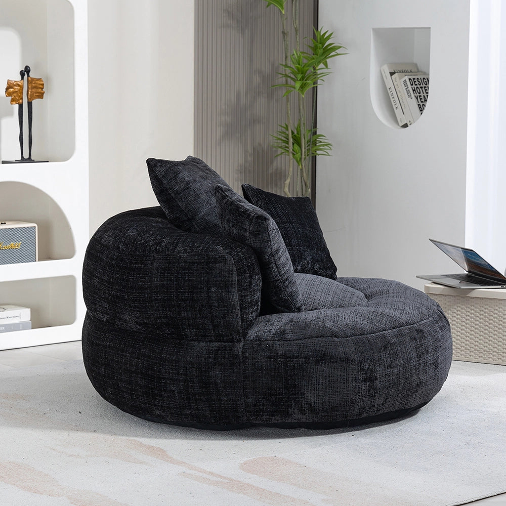 Chaise longue - Xylo - gaming chenille nero con 3 cuscini