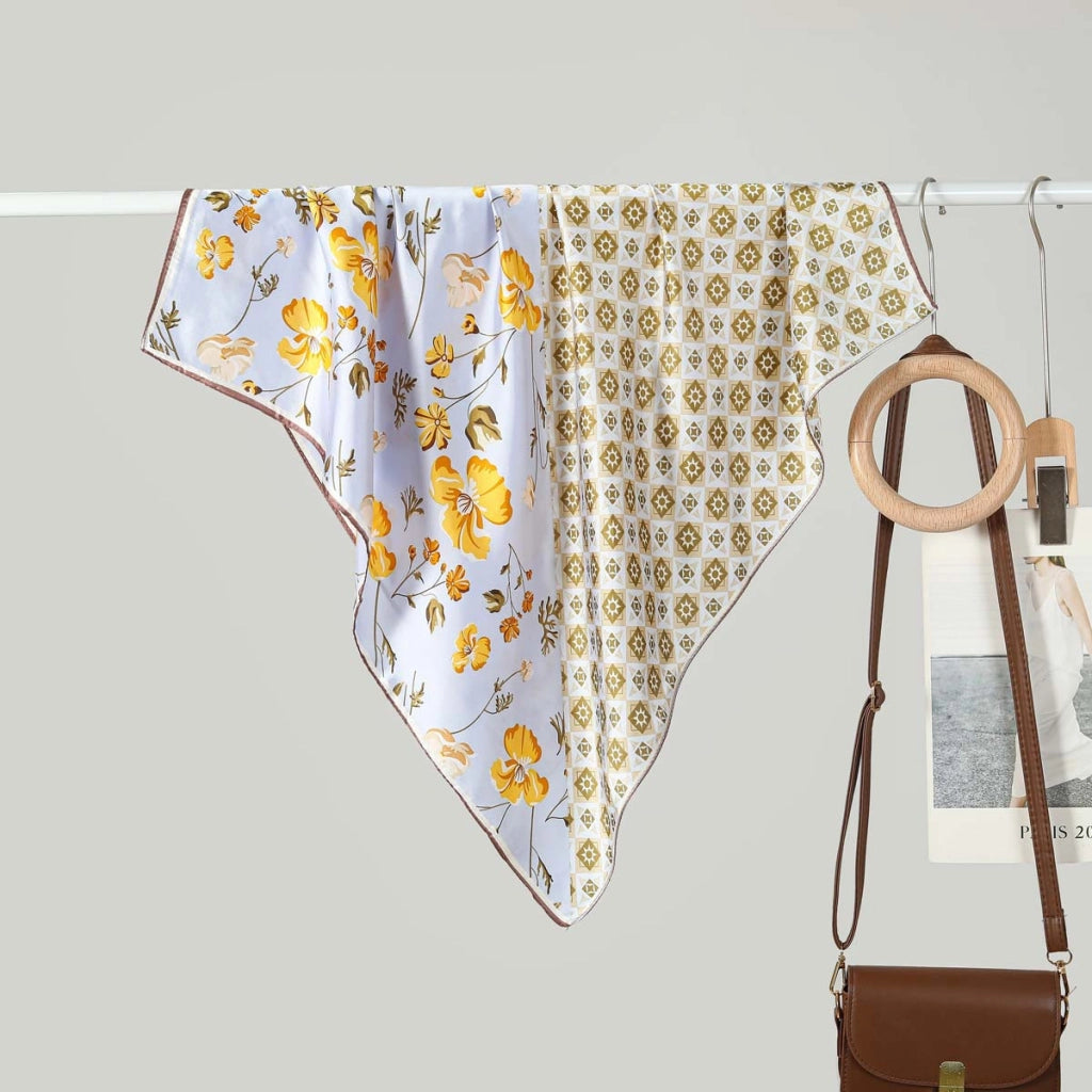 Nuova sciarpa quadrata da donna in seta da 70 cm: alla moda e versatile.