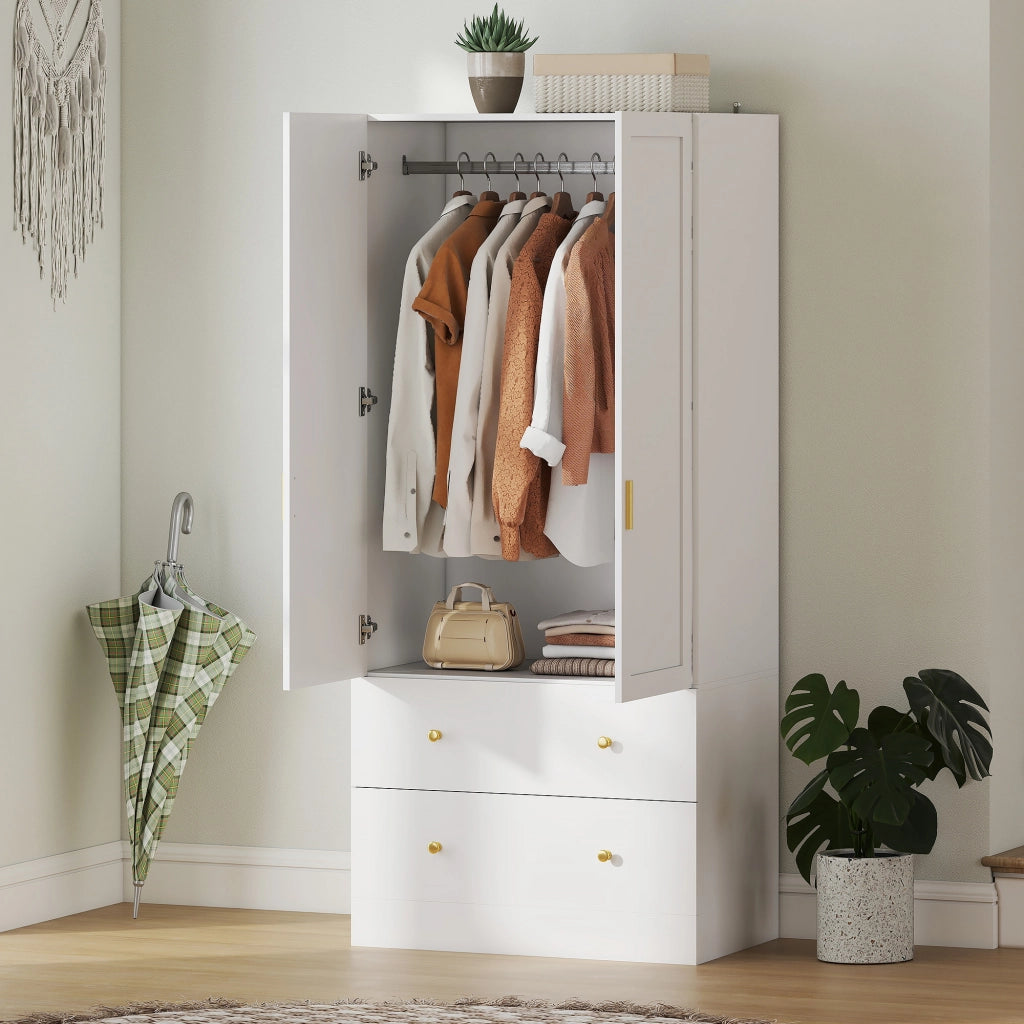 Armadio con Specchio e Appendiabiti ¨C Zephmum ¨C 80x50x180 cm Bianco