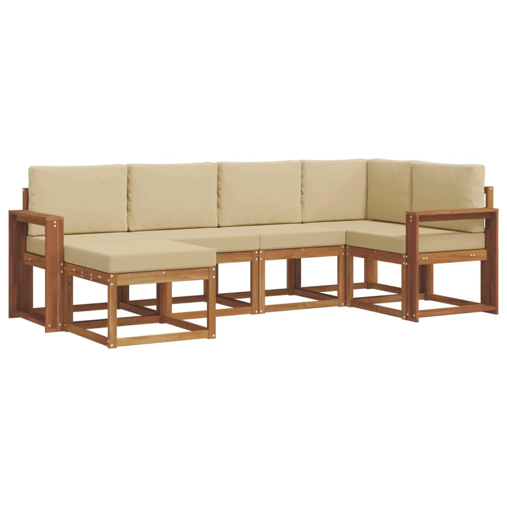 Set di divani da esterno con cuscino 6 pcs Naturale e Beige 3366646