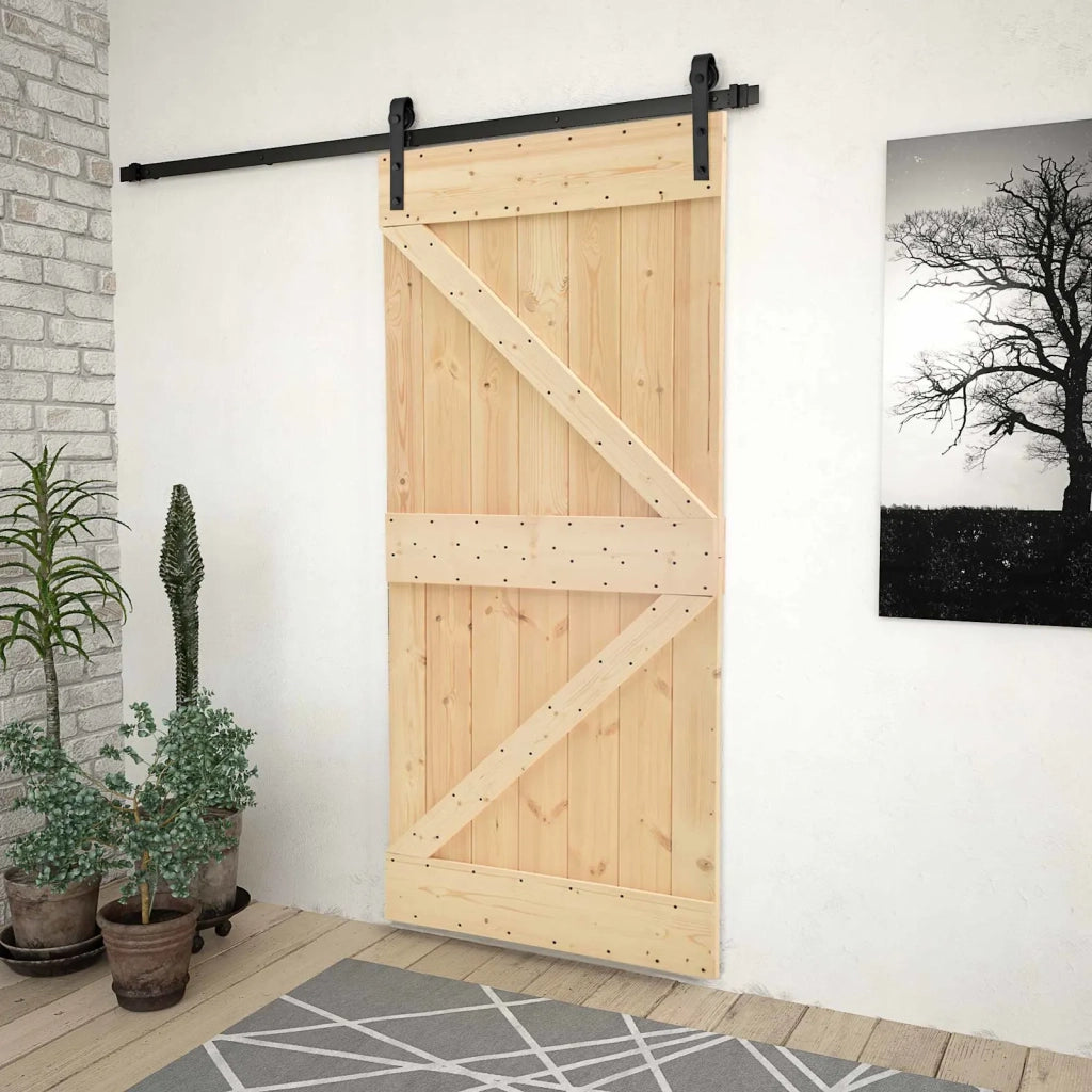 Porta scorrevole Naturale e Nero 90 x 210 cm 3444864