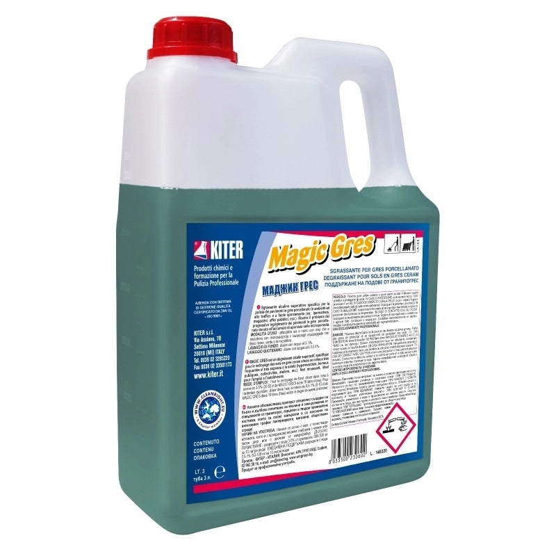 Magic Gres, Sgrassante Alcalino Effetto Sbiancante | KITER, Confezione da 3L