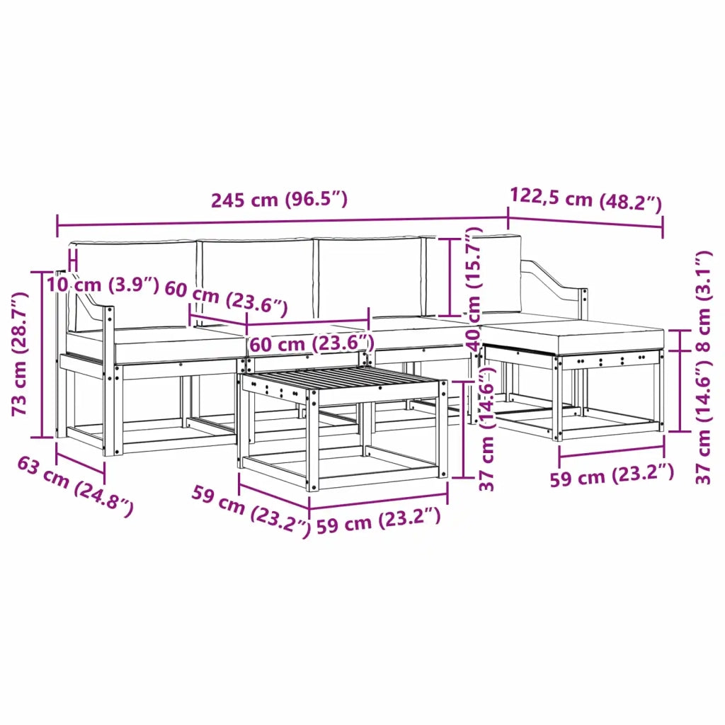 Set di divani da esterno 6 pz Bianco e Antracite 3387541