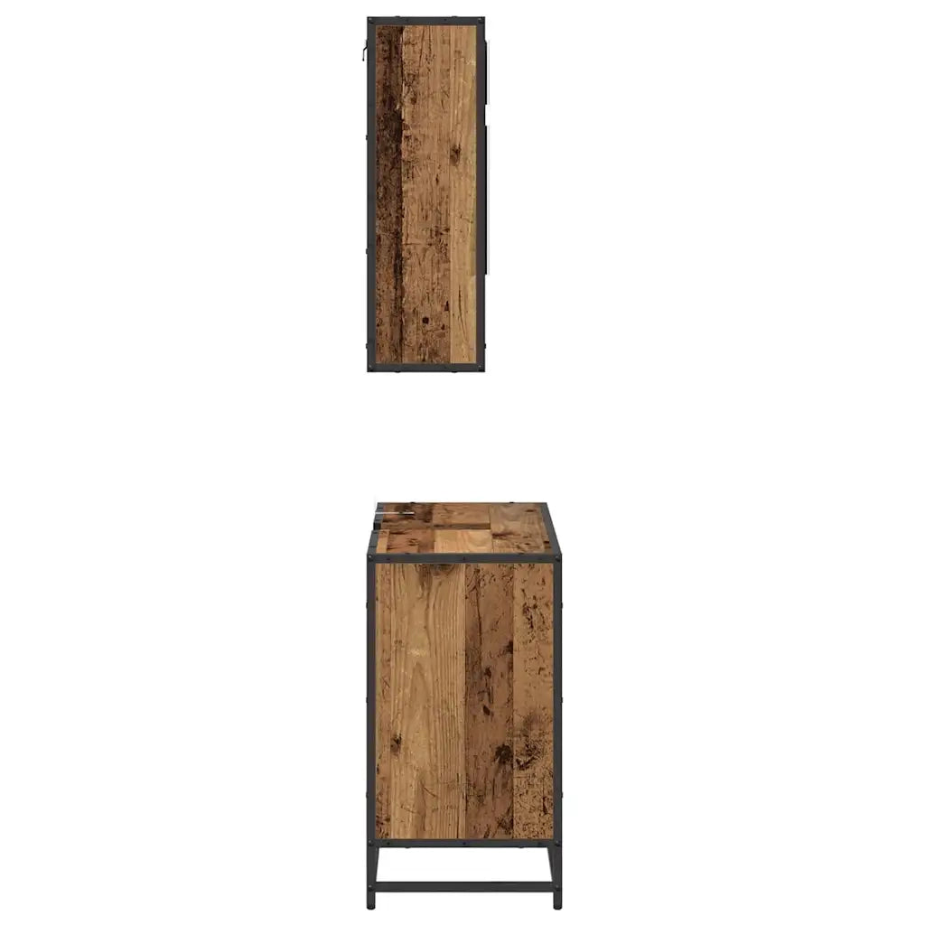 Set di mobili per il Bagno | Armadio da bagno con cassetto 2 pz Legno vecchio