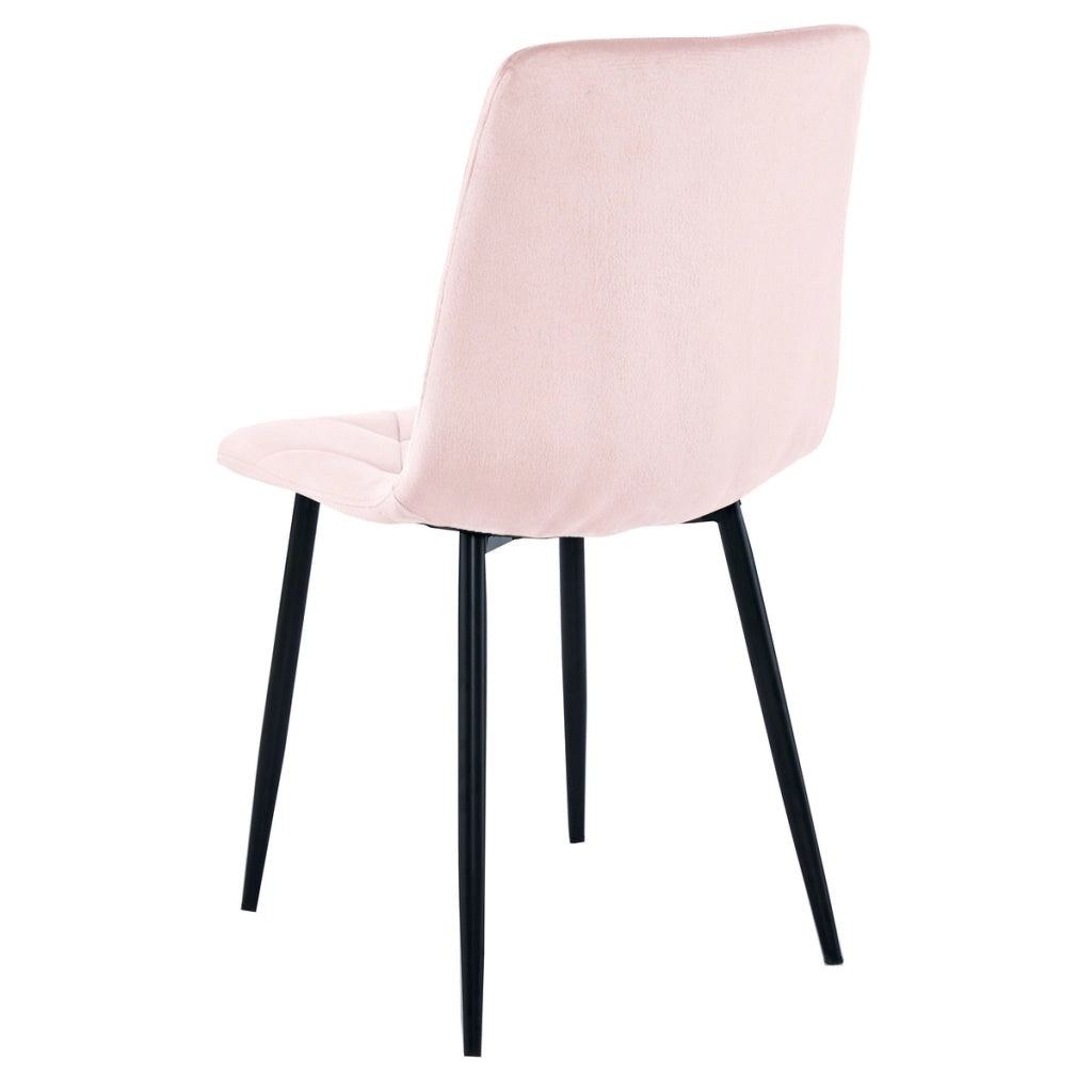 Sedia Libra in Velluto Rosa Cipria con Gambe Nere