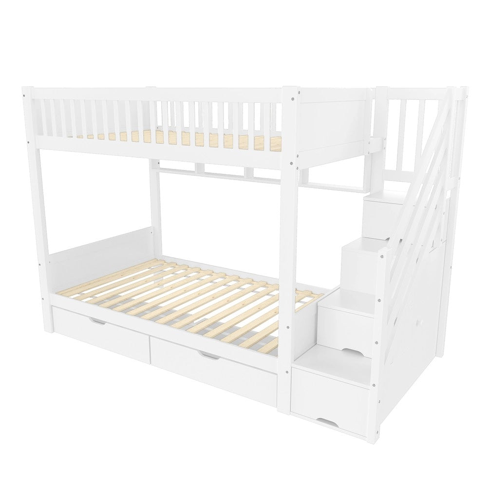 Letto a Castello con Cassetto, Rete e Armadio ¨C MINIMAL ¨C Bianco 90x200