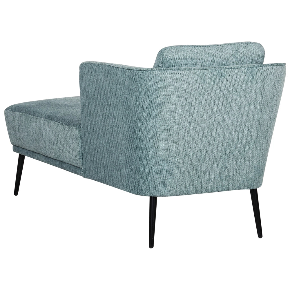 Chaise longue con cuscino in tessuto blu lato sinistro stile retrò