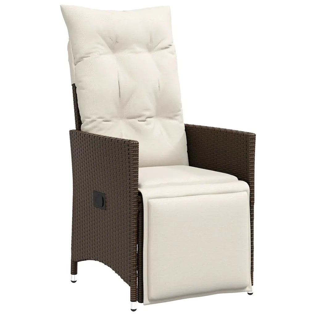 Set da Pranzo da Giardino 5pz con Cuscini in Polyrattan Marrone