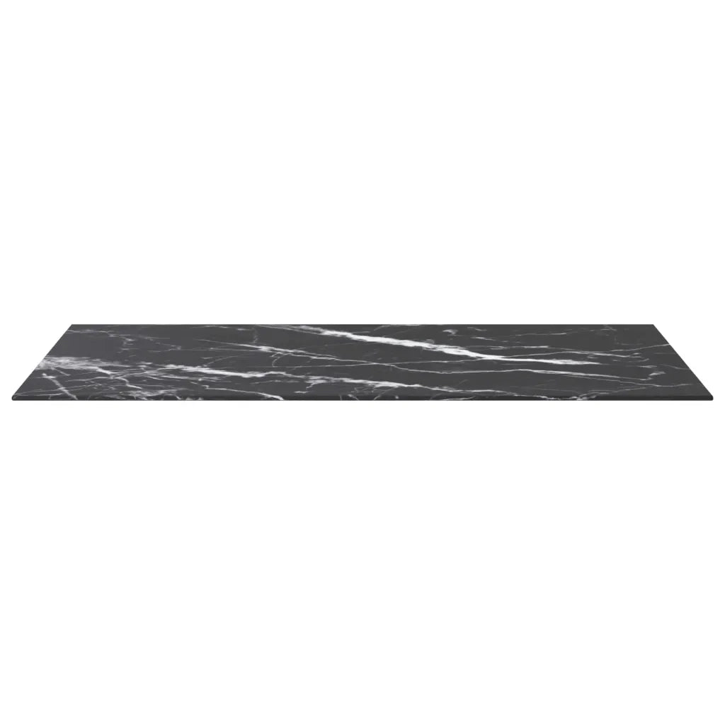 Piano Tavolo Nero 100x50 cm 6mm Vetro Temperato Design Marmo 322274