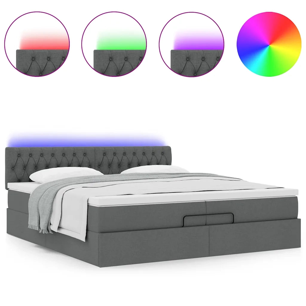 Struttura Letto Pouf con Materassi 200x200 cm in Tessuto 3312417