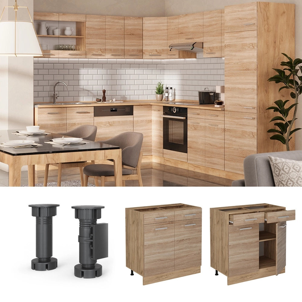 Mobiletto base per cucina R-Line Sonoma/Rovere dorato 80 cm senza piano di lavoro Vicco