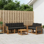 Set di divani da esterno con cuscino 6 pcs Naturale e Nero 3381772