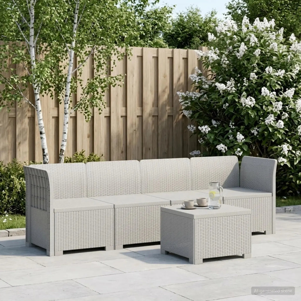 Divano da Giardino a 4 Posti in Stile Rattan PP Bianco 3443852