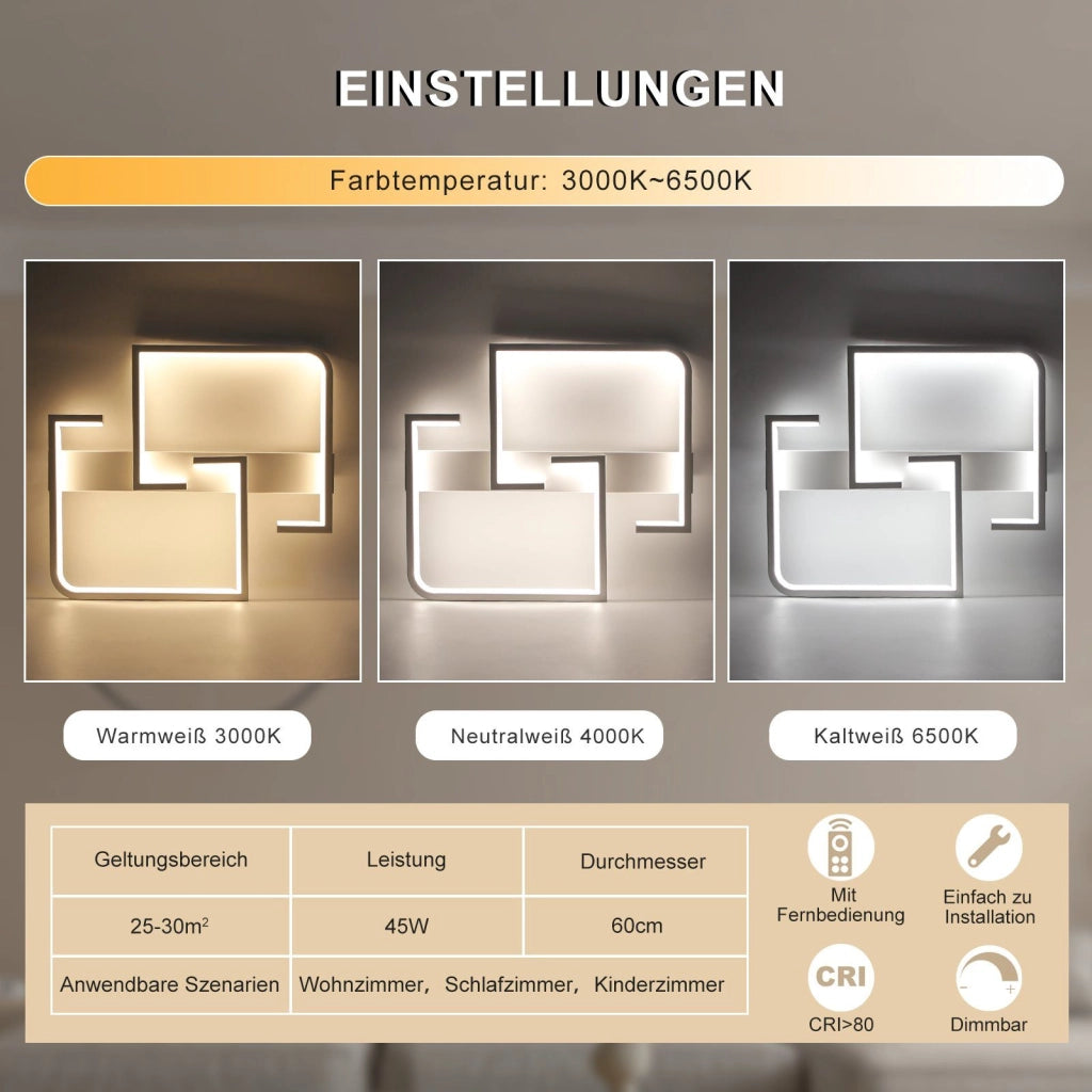 ZMH Lampada da soffitto LED 46W dimmerabile telecomando design per interni