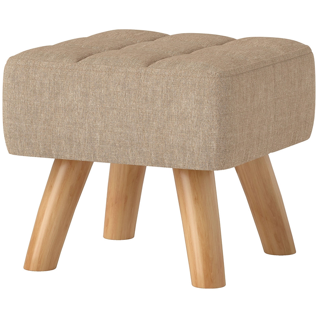 Pouf imbottito in tessuto con gambe in legno ¨C Minimal ¨C 27x27x26 marrone chiaro