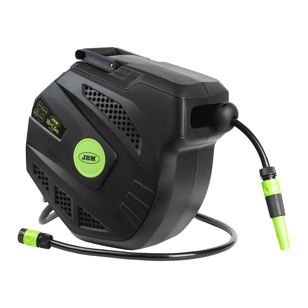 Avvolgitubo Automatico Acqua Giardino Girevole Autoavvolgente con pompa da 15 mt